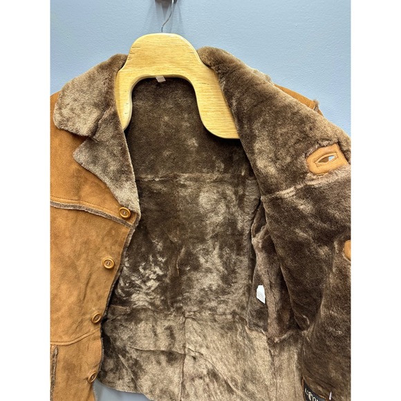 Aston New York Genuine Shearling Suede Jacket – Men's 44 – Gold – New With Tags - Picture 11 of 15